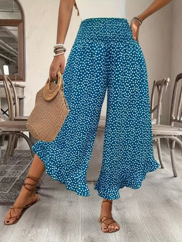 AeriFlow – Flowy High Waist Wide Leg Pants – Blue / S