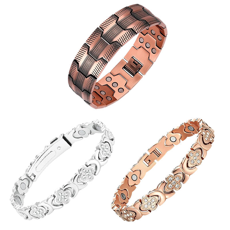 Flower Copper Bracelet – 3-Piece Jewelry Set / Regulator + Gift Box