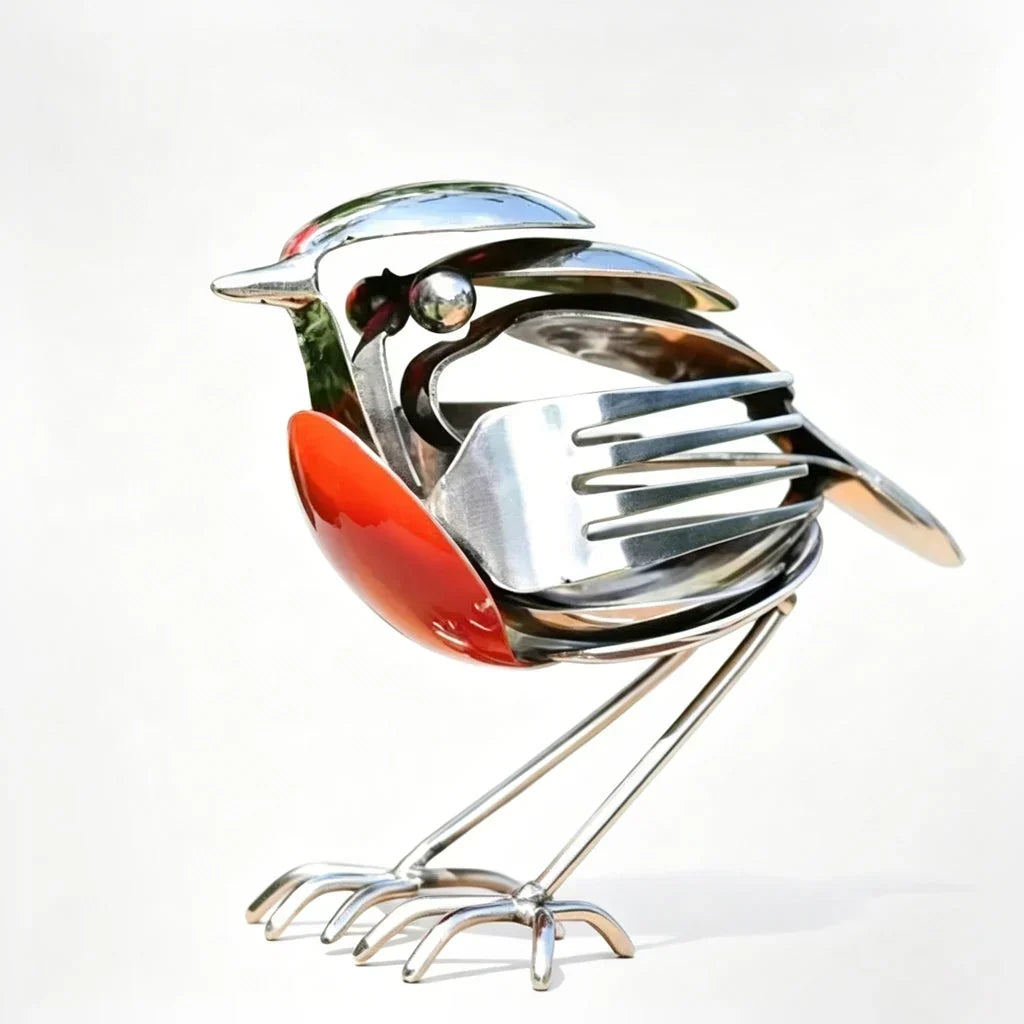 RobinForge – Handcrafted Scrap Metal Robin Sculpture – B Style 15*9*5cm / 65g