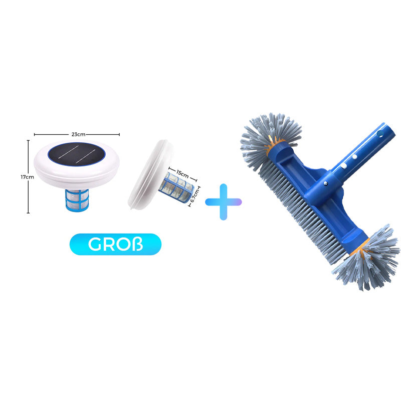 SolarSplash – Solar-Powered Pool Cleaner – Large(⏰First 10 Orders: Free Battery Upgrade) / Deluxe Package (Solar Pool Ionizer + Pool Cleaning Brush Head)
