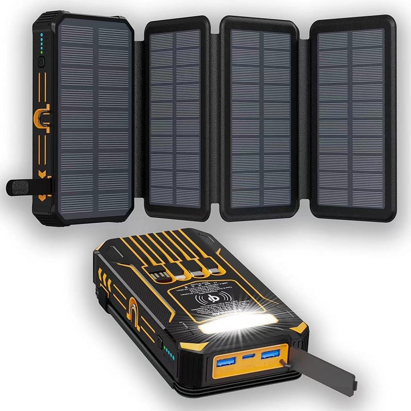 PhotonCharge - Foldable Solar Pack – Black Orange 20000mAh (5V/2.4A with 5W wireless charging)