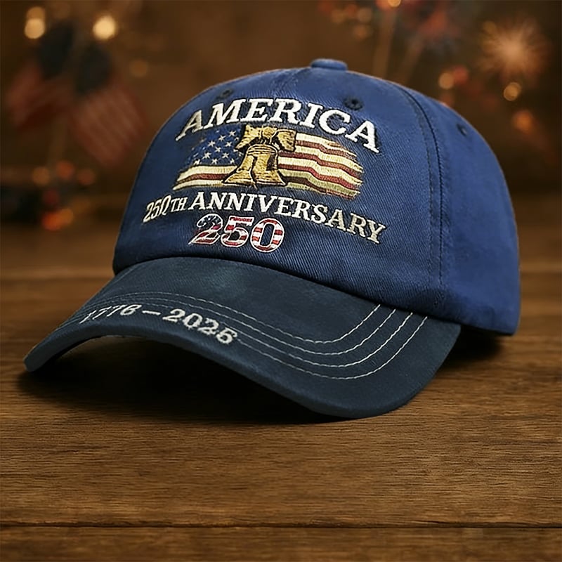 United States 250th Anniversary Red Cap – Light Blue / One Size Fits Most (Circumference 21 5/8"- Circumference 24 1/8")