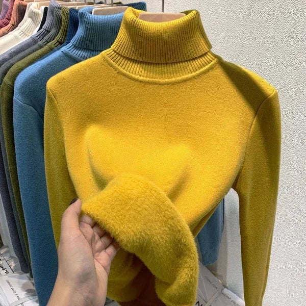 GlowThread – Cozy Turtleneck Pullover Sweater – Yellow / One size
