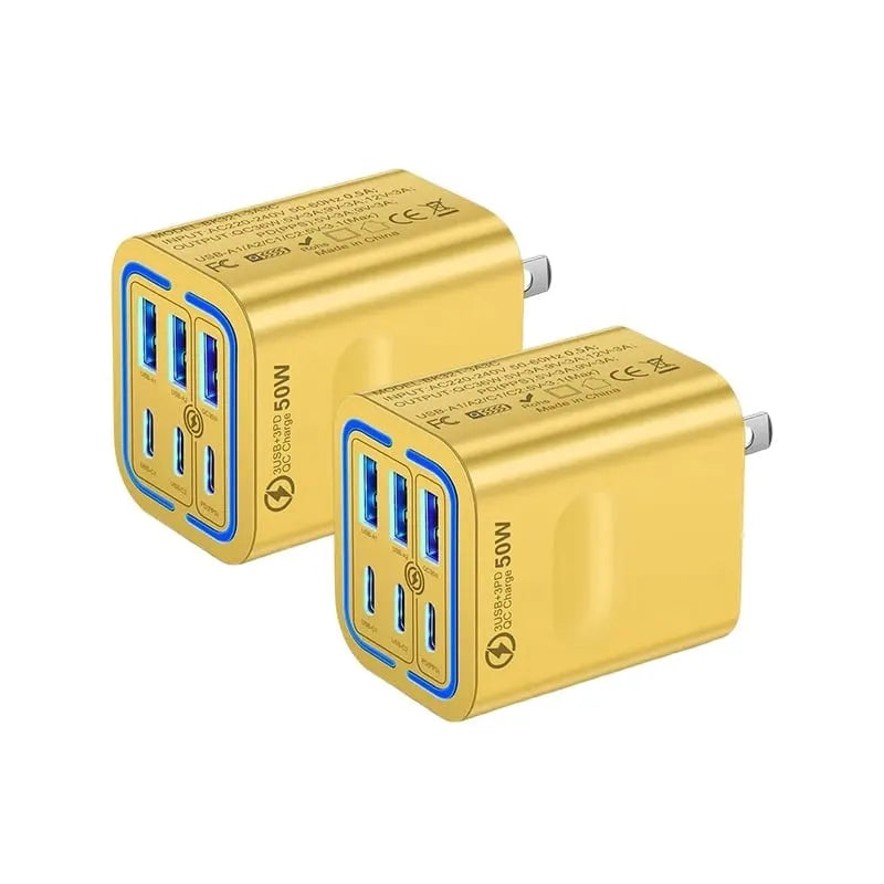 QuickPulse – Multi Port Fast Charger – US Plug, Yellow * 2