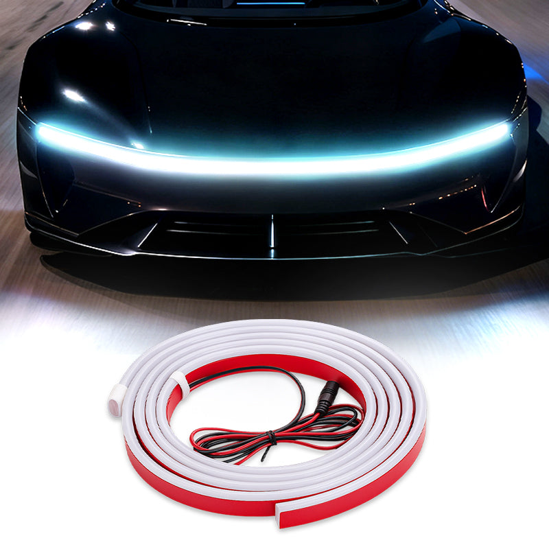 GlowRunner – Dynamic LED Hood Strip – 150 cm/50.1 inches (applicable to general vehicles) / Ice blue (Constant light version)
