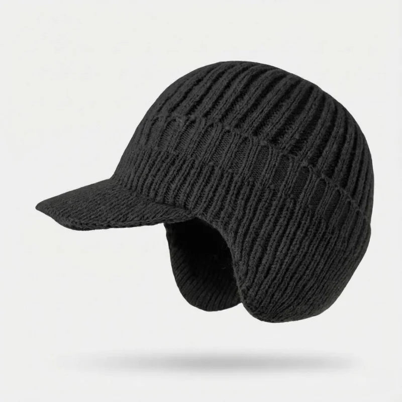 FjordWarm™ • Thermal winter beanie with ear protection – Black