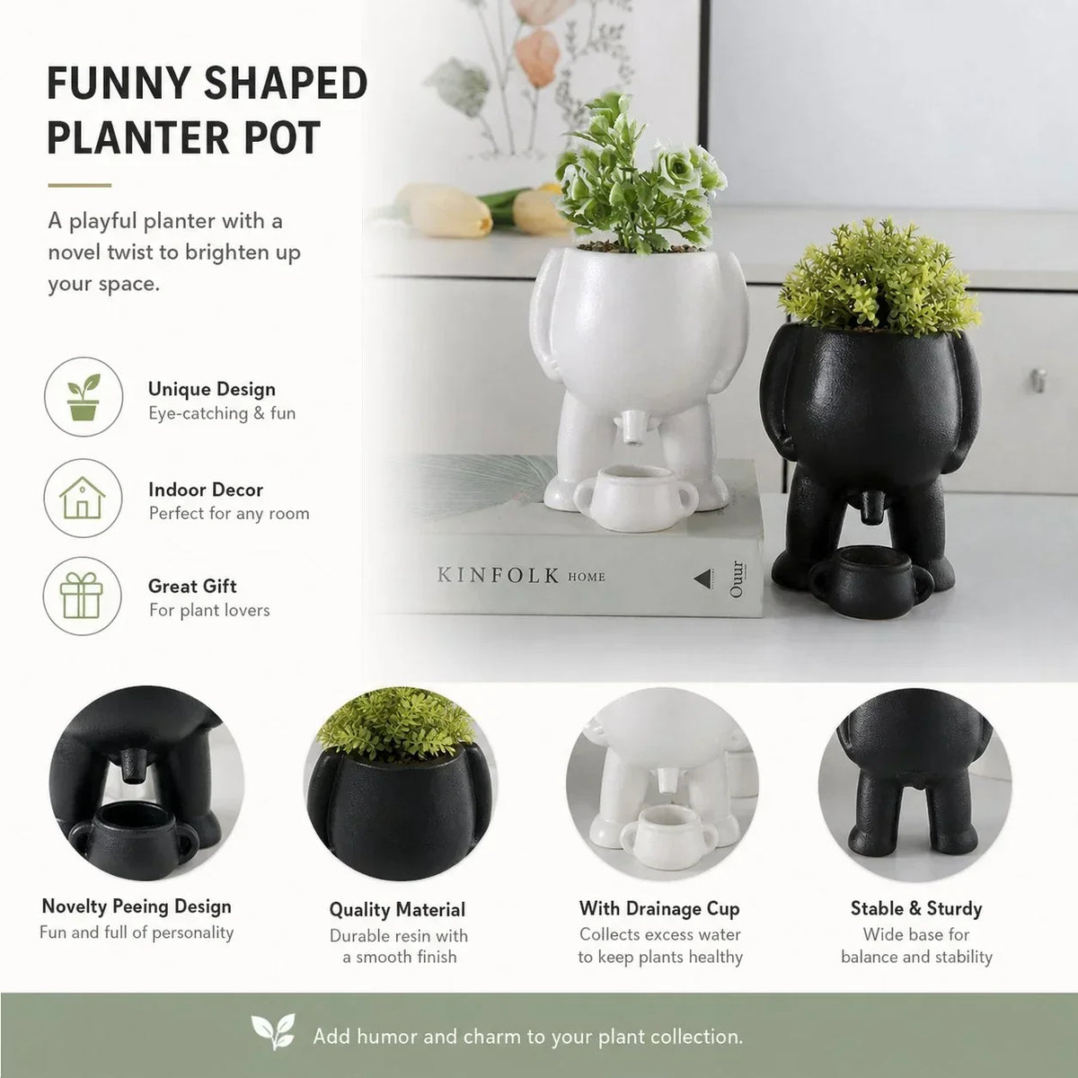 BloomSilhouette – Ceramic Plant Pot – Black / Buy 1