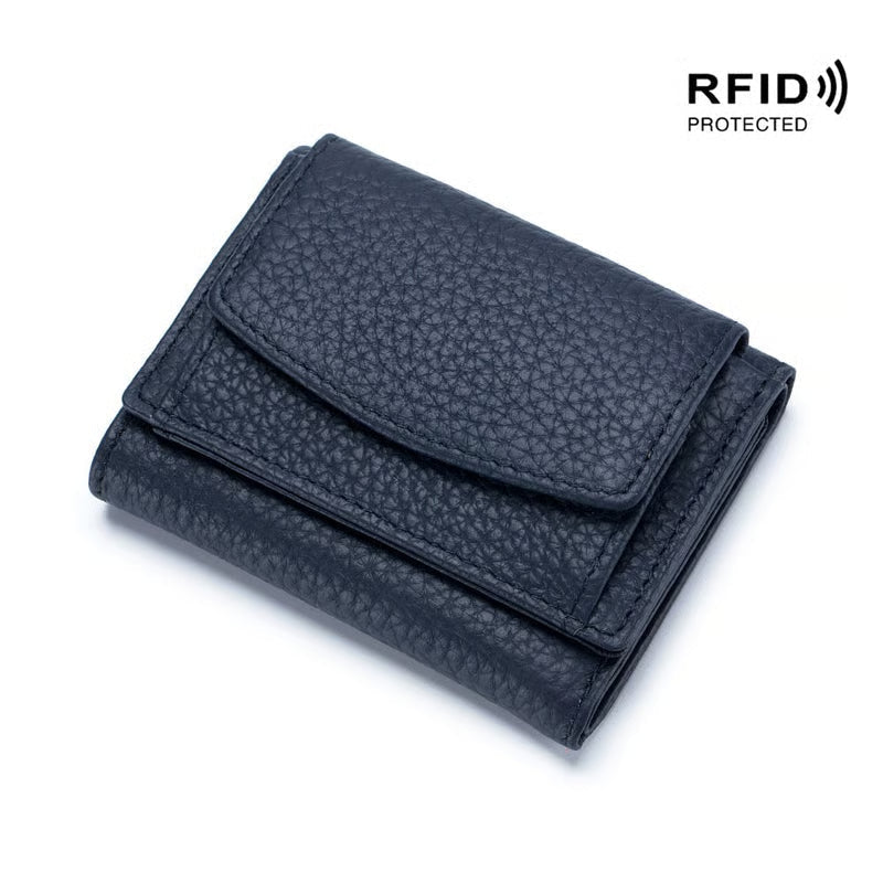 AuraVault - Premium Leather RFID Wallet – Jewel Blue