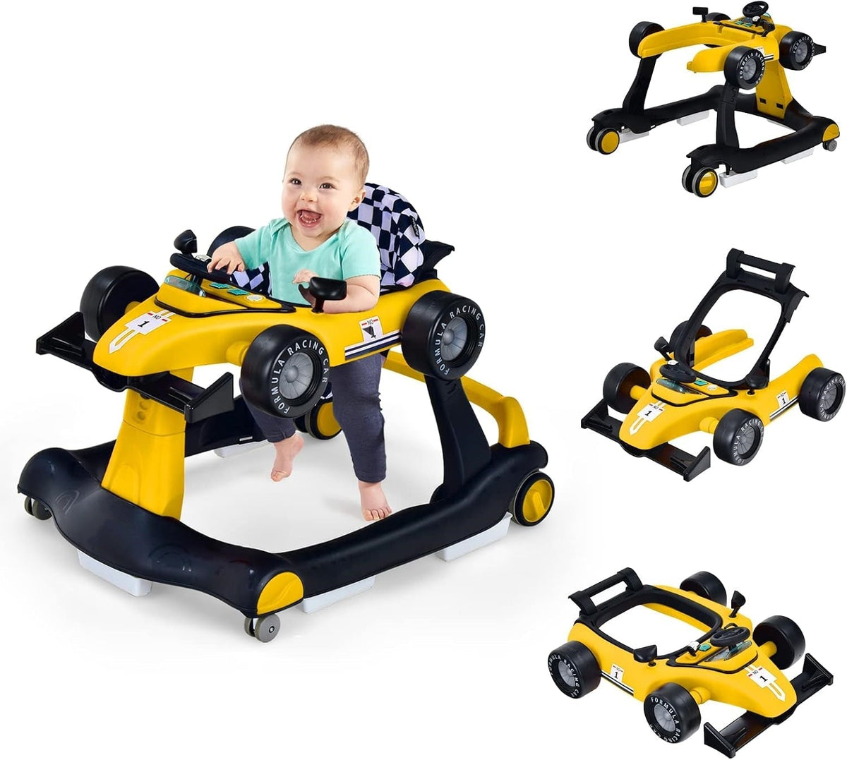 TinyStride | 4-in-1 Foldable Baby Walker – Yellow