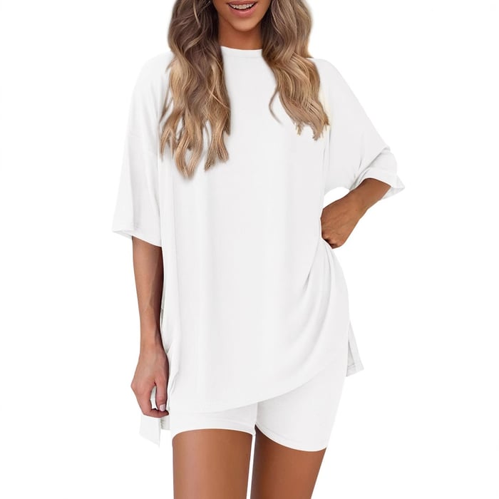 ComfiChic - Two Piece Relaxed Fit Set – White / S