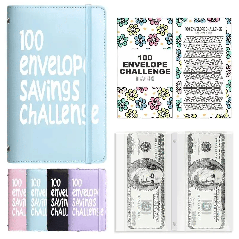 100 Envelope Savings Challenge Book – Super Fast Delivery / Mintblue
