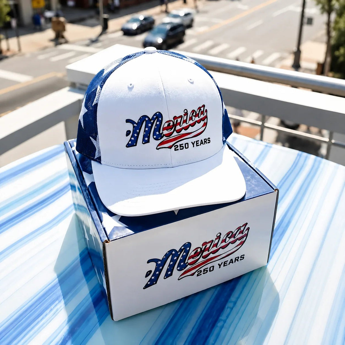 MericaForge – Merica 250 Years Embroidered Trucker Hat – White
