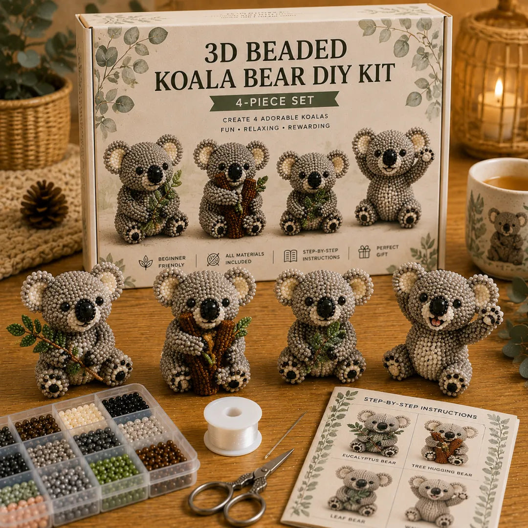 BearCraft - 3D Beaded Bear DIY Kit (4-Piece Handmade Set) – Koala