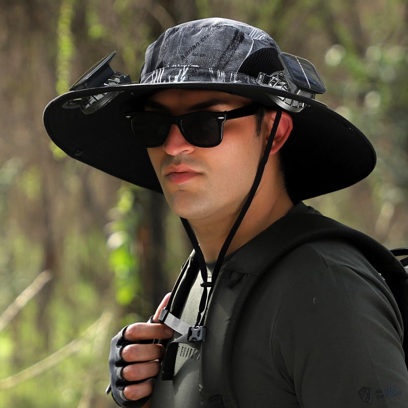 ChillCap Pro – Solar Fan Hat – Black / Double fan / Unisex Adjustable 22"-25"