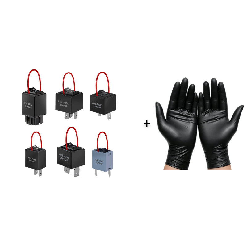 CircuitGuard – Relay Tester with Jumper Wire Set – Black + Nitrile Gloves (20 Pcs) / 6 pieces