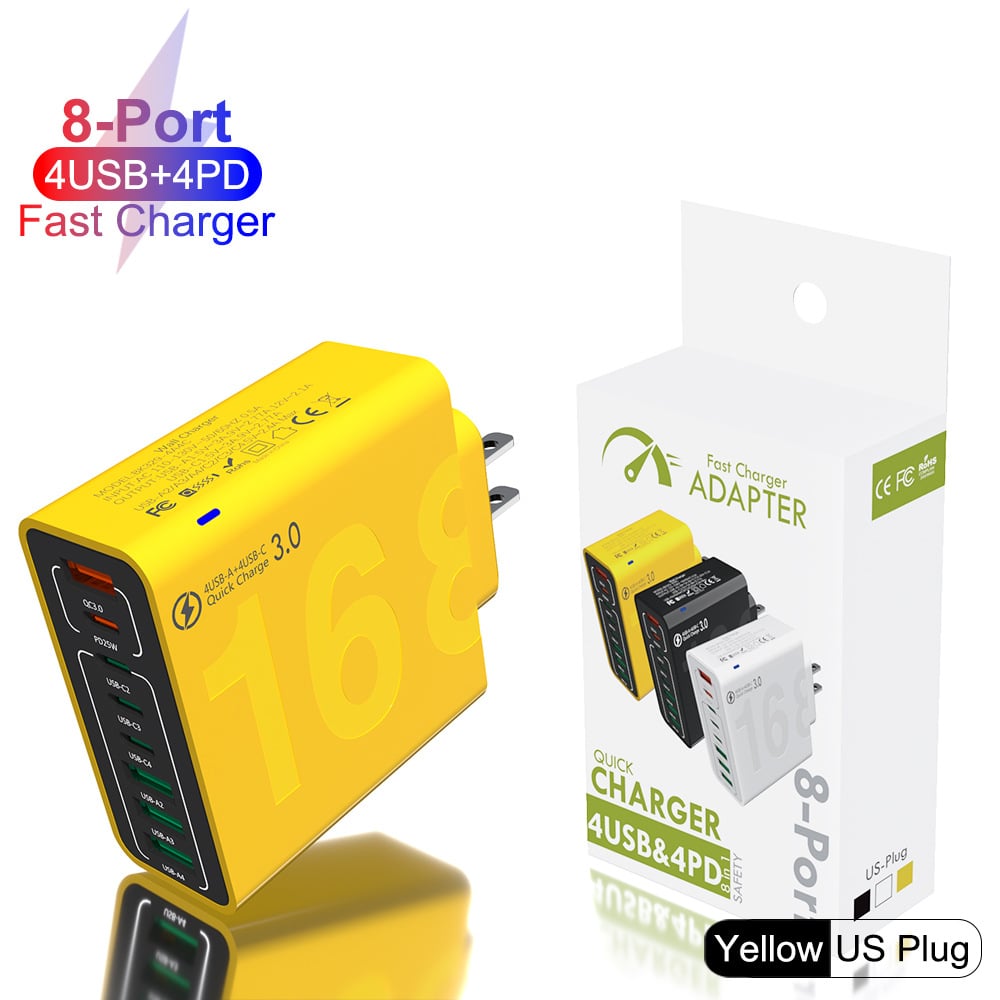 ChargePro – Universal 8 Port Fast Charging Hub – Yellow