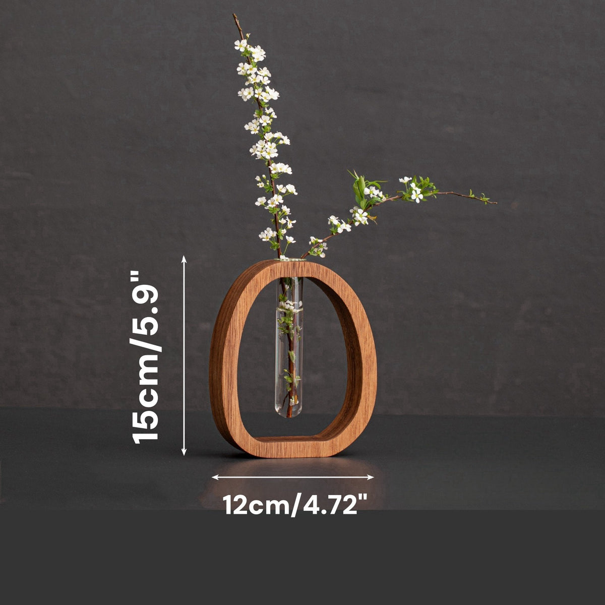 NatureNest – Solid Wood Glass Flower Vase – Large