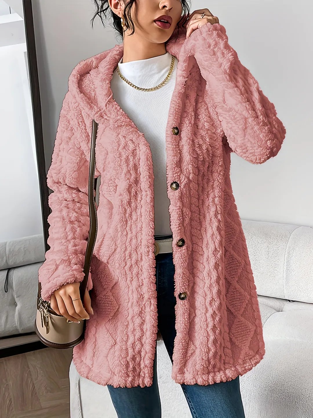 CloudSilk – Effortless Chic Hooded Dress – Pink / S(US 4)