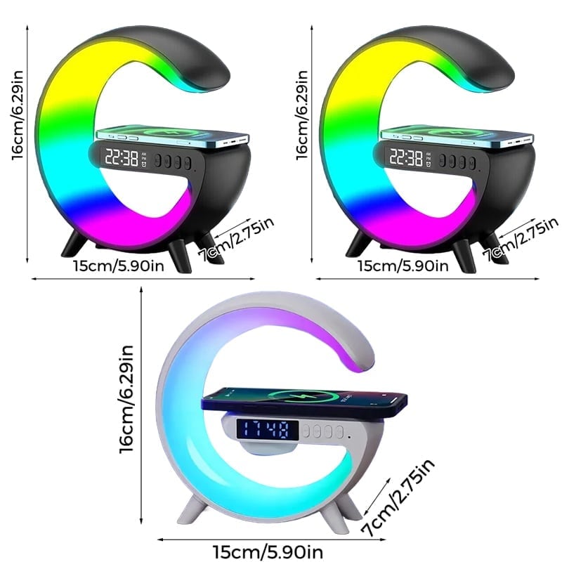 GlowG – G-Shaped RGB Wireless Charging Speaker – Black*2 + White*1