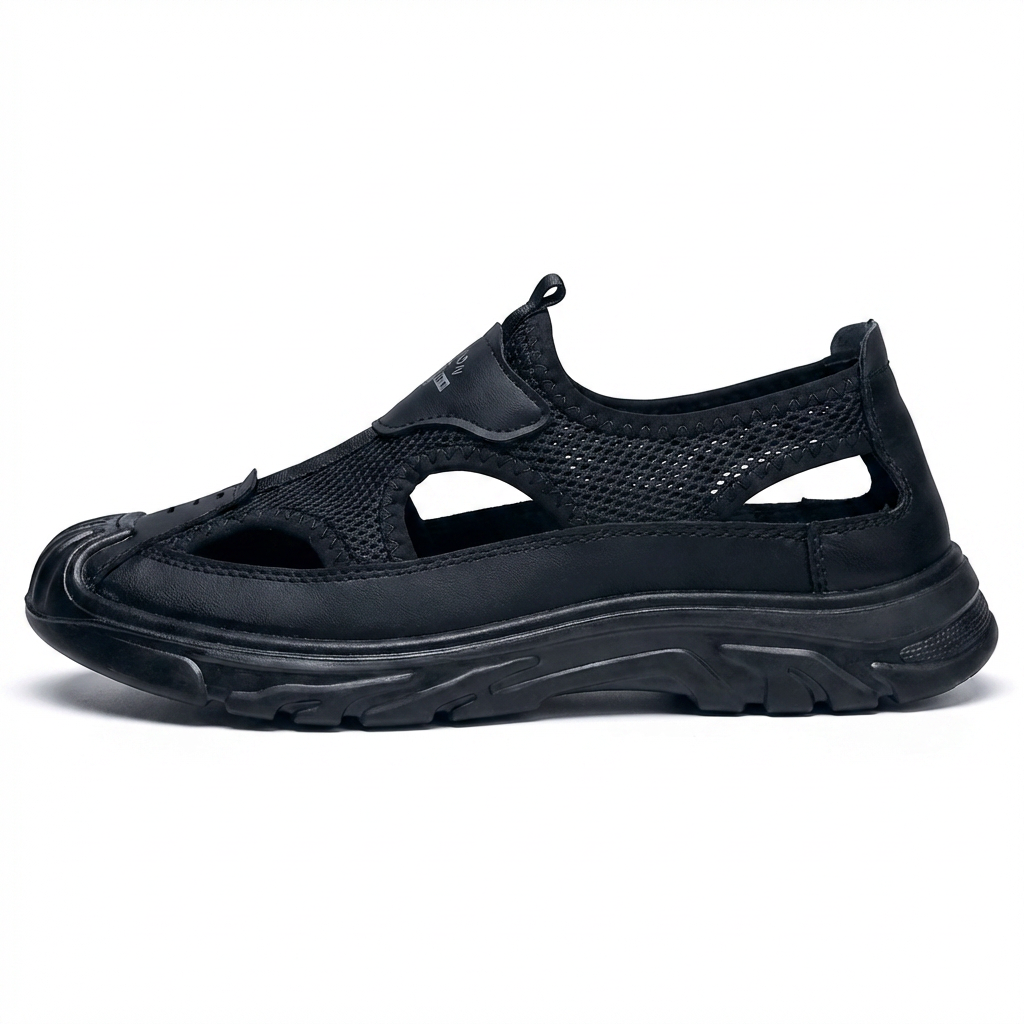 AirShield — Breathable Sport Sandal with Toe Protection – Black / 38
