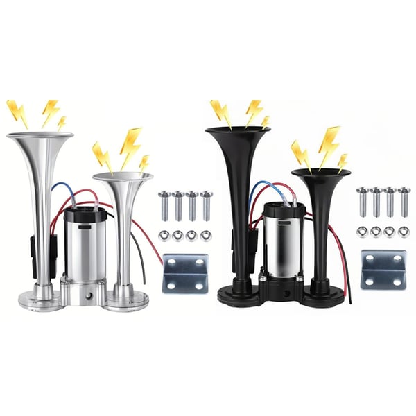 RoadGuard – 600DB Power Horn Universal 12V Fit – Silver+Black