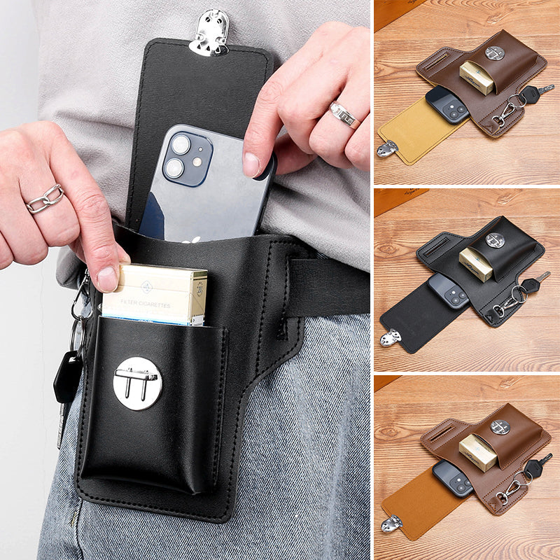 CarryCore – Multi-Pocket Utility Waist Bag – Brown + Black + Khaki