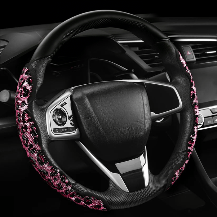 LuxiDrive – Crystal Studded Steering Wheel Cover – Pink / 2pcs