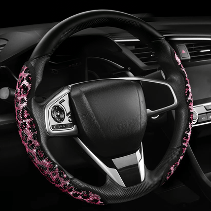 LuxiDrive – Crystal Studded Steering Wheel Cover – Pink / 2pcs