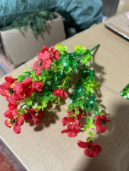 EverBloom – High Grade Material Artificial Flowers – Sunset Red / Fill 1 POT ( 6 pieces)