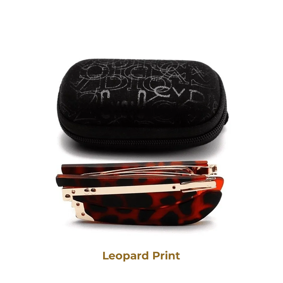 PocketVision – Mini Foldable Reading Glasses – Leopard Print / '+1.00-40-45 YEAR OF AGE / Buy 1