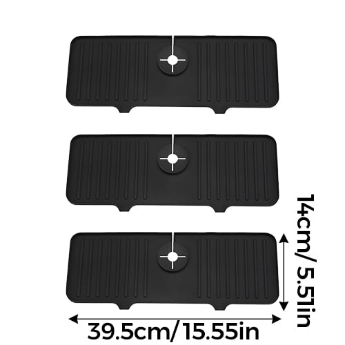 AquaGuard – Protective Kitchen Sink Faucet Mat – Black*3