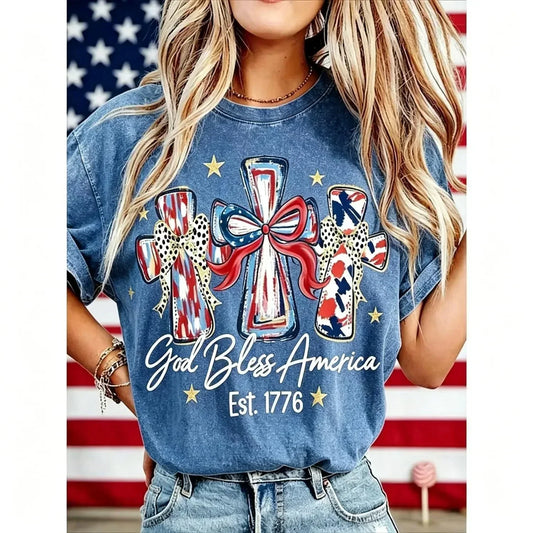 GodBless – Vintage 250th Anniversary Women T-Shirt – Blue / S