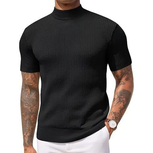 UrbanCore – Men's Mock Turtleneck Sweater – Black / S