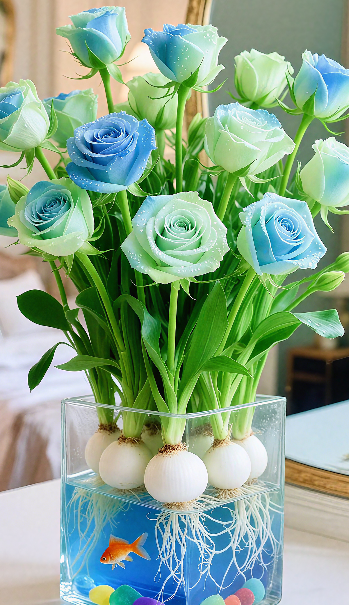 Hydroponic Roses – Bloom Without Soil! – Crushed Ice Blue / 6 Bulbs (Buy 4 Free 2)