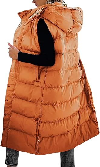 QuiltChic – Women's Long Puffer Vest with Hood – image 11