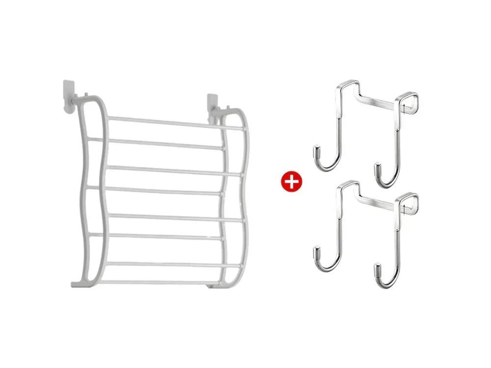 HomeStack – Vertical Space Saving Shoe Storage Rack – White + Door hooks*2 / 4-Tier