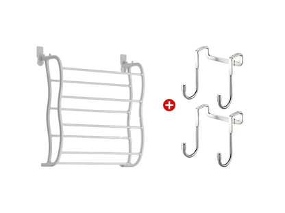 HomeStack – Vertical Space Saving Shoe Storage Rack – White + Door hooks*2 / 4-Tier