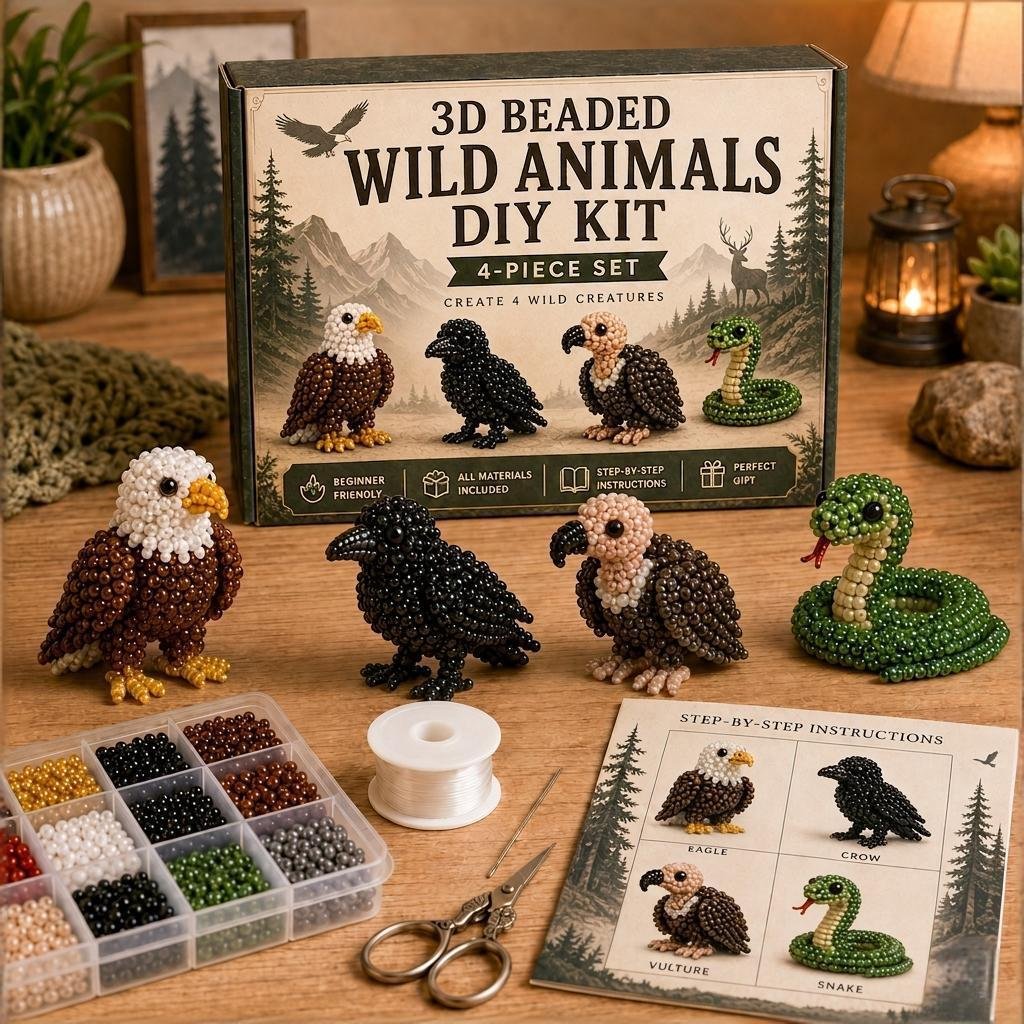 BeadCraft Mini – Tiny 3D Beaded Animal DIY Kit – Wildlife
