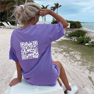 ScanMe – Funny QR Code Interactive T-Shirt – Purple / S