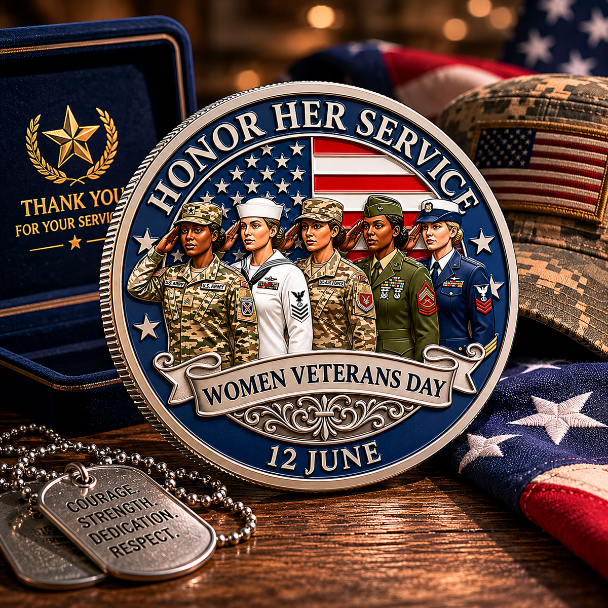 ValorRose – Female Veteran Tribute Challenge Coin – image 4