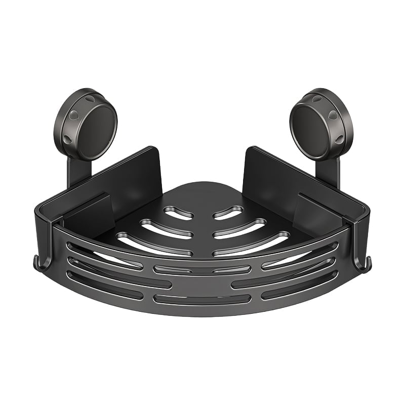 BathHaven – Triangle Suction Organizer – Black - 1 Shelve