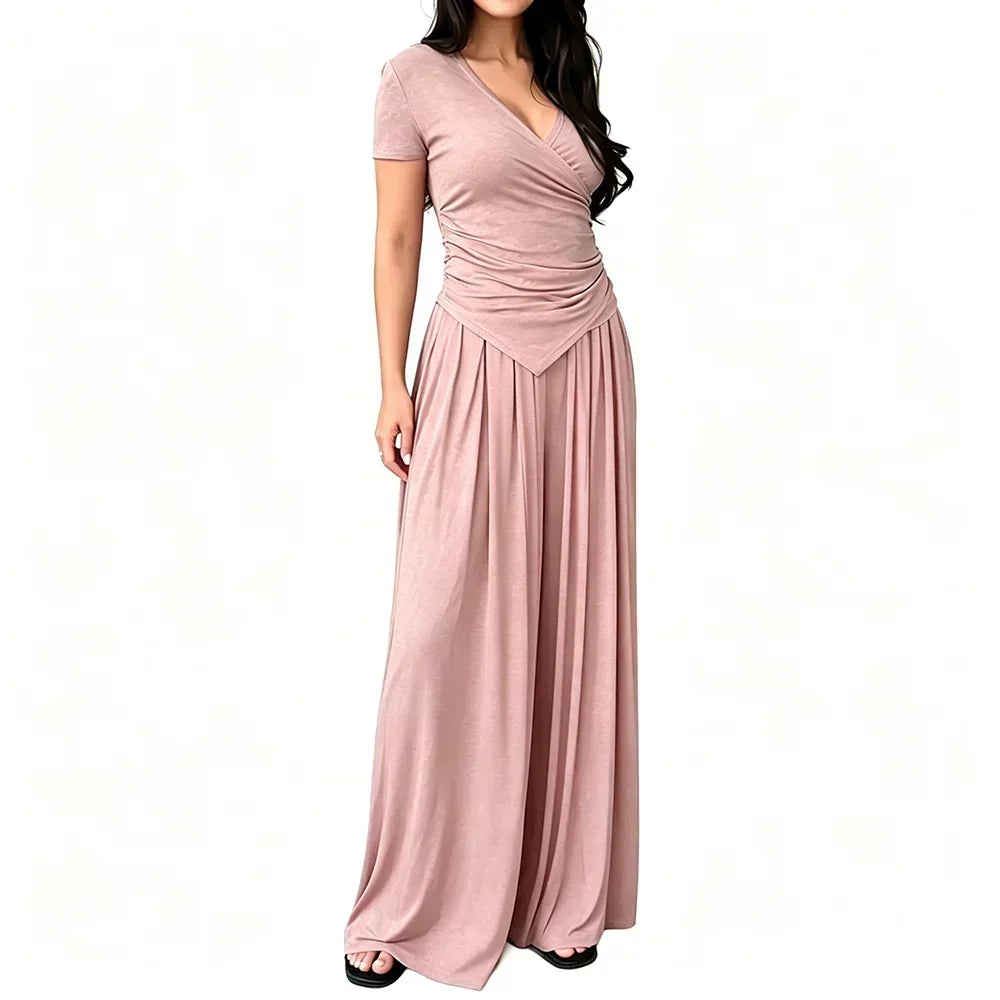 MaisonLuxe – Sophisticated Wrap Top & Wide Leg Pants Set – image 10