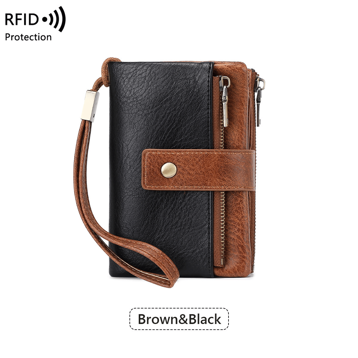 LunaVault – RFID Blocking Elegant Long Wallet – Brown and Black