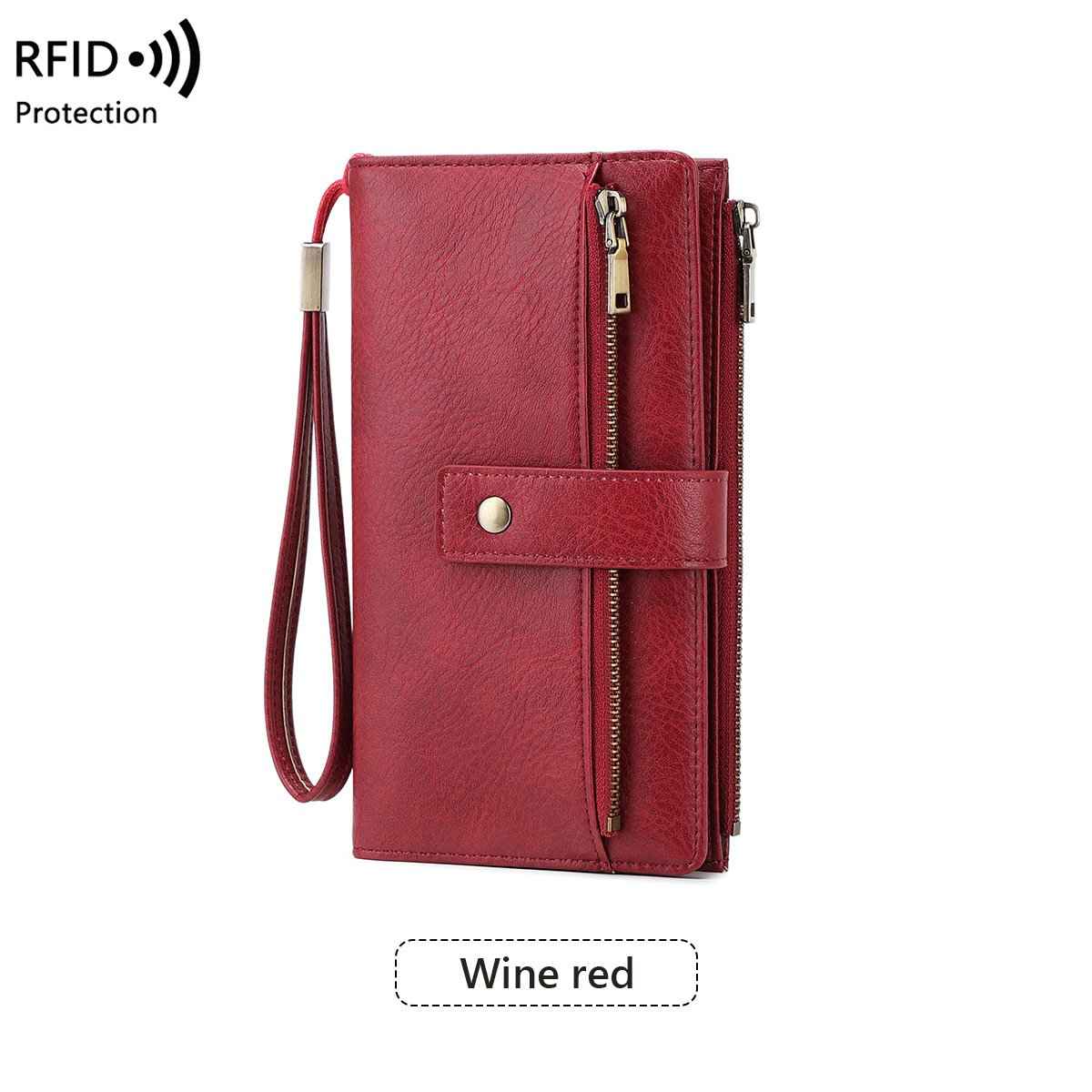 LumeFold – Multi-Compartment Compact Wallet – Wine red