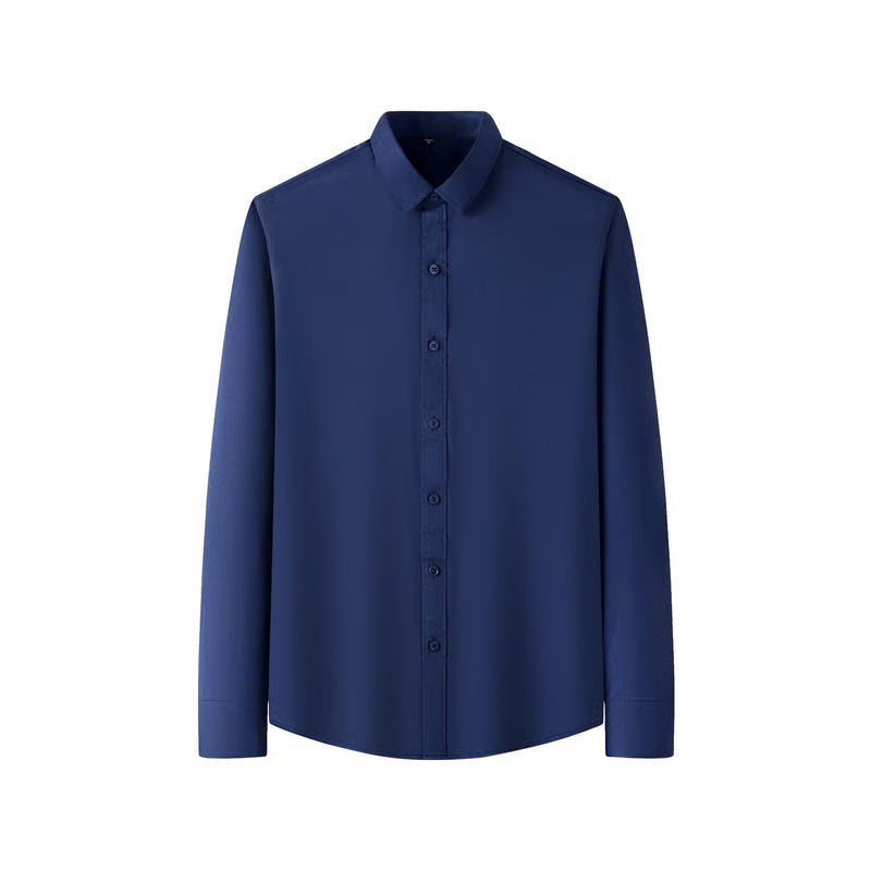 SmoothWear | Stretch Anti-Wrinkle Non-Iron Shirt – Navy / M / Long sleeves