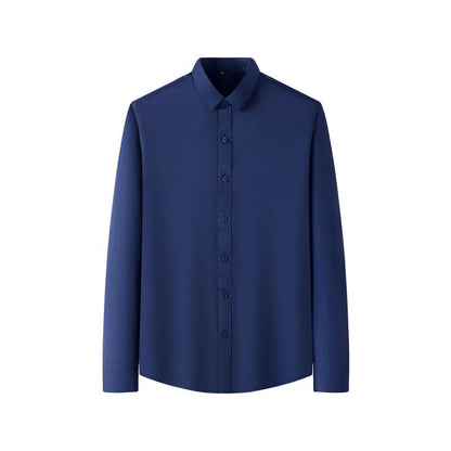 SmoothWear | Stretch Anti-Wrinkle Non-Iron Shirt – Navy / M / Long sleeves