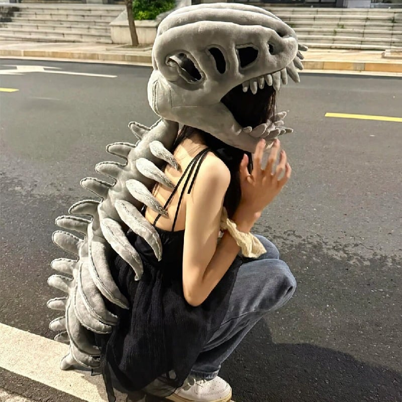 DinoBones – Realistic Dinosaur Skeleton Costume Set – Grey / Kids Version / Only dinosaur skulls