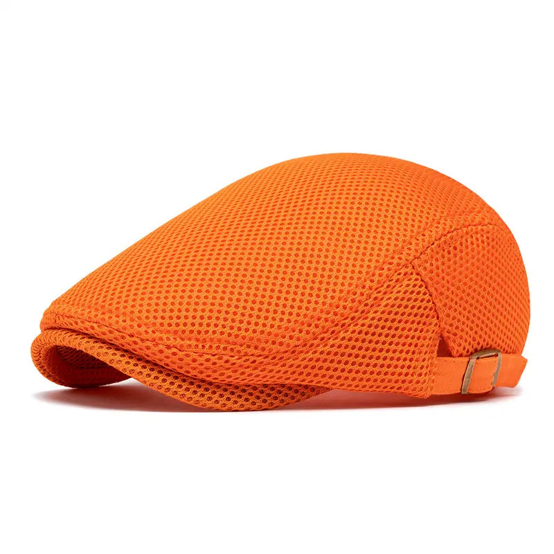 AirWeave – Breathable Mesh Flat Cap for Men – Orange / Buy 1