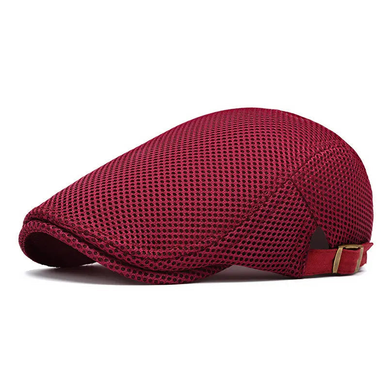 AirWeave – Breathable Mesh Flat Cap for Men – Burgundy / Buy 1