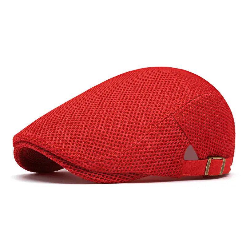 AirWeave – Breathable Mesh Flat Cap for Men – Bright Red / Buy 1